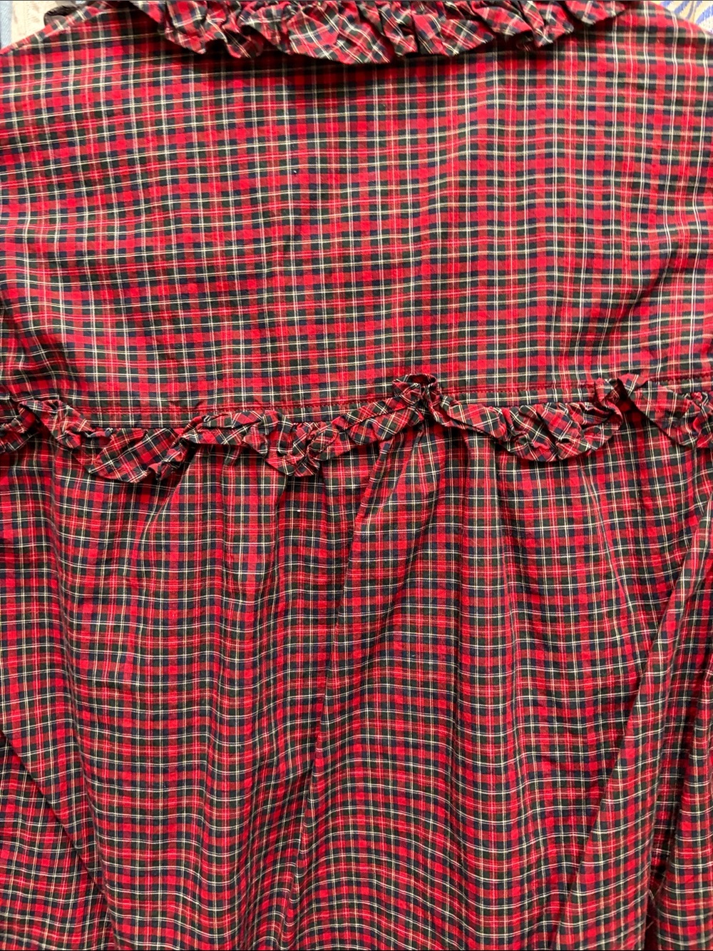 Polo by Ralph Lauren Red and Green Plaid Ruffle-Trim Button-Down Shirt - Picture 8 of 9